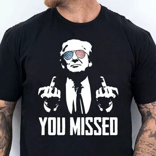 Trump You Missed T-Shirt Funny Trump 2024 Rally Shooting Unisex T-Shirt - Gildan