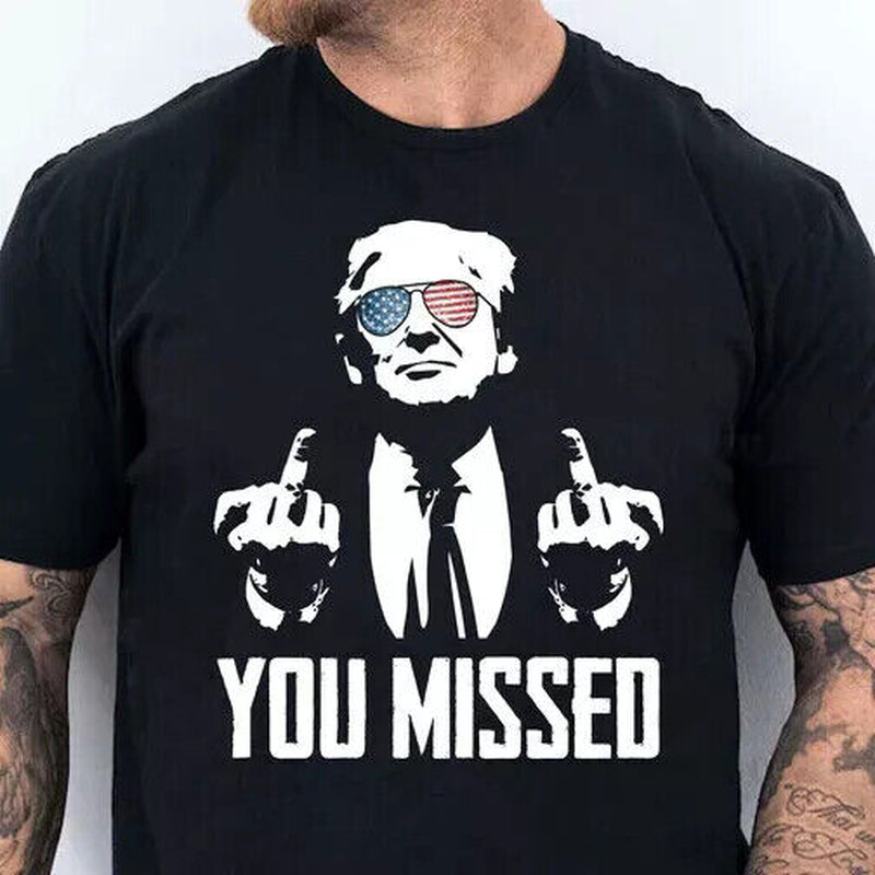Trump You Missed T-Shirt Funny Trump 2024 Rally Shooting Unisex T-Shirt - Gildan